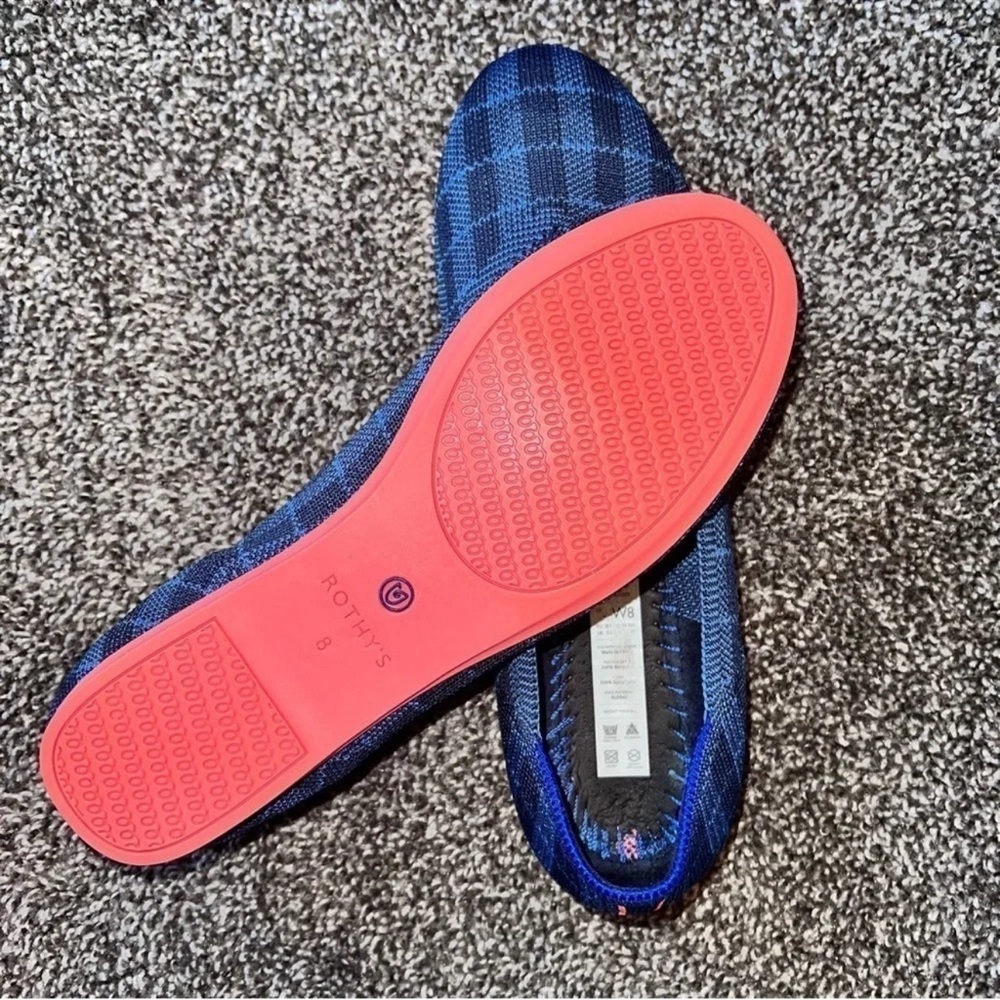 Rothy's RARE Retired The Flat in Indigo Gingham Retired size 8 - Picture 5 of 5